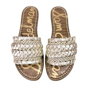Sam‎ Edelman Giada Woven Braided Slide Sandals Gold Womens Size 5.5 Coastal Boho